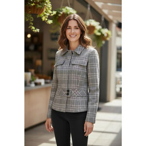 Carolina Herrera Plaid Blazer with Red Accents Size 8